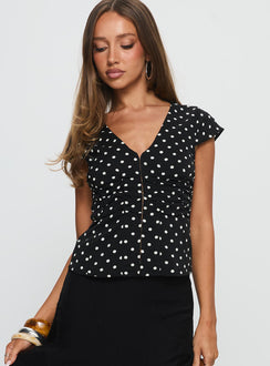 Indulgence Corset Top Black Polka