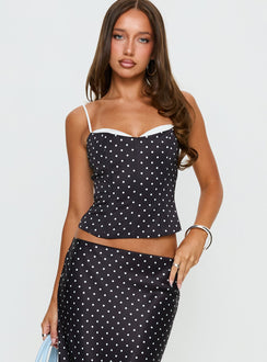 Somani Layered Corset Top Black Polka Dot