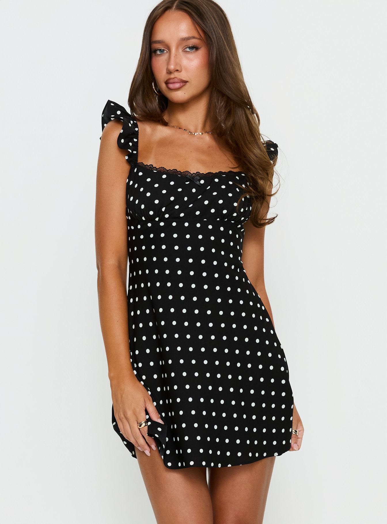Beacall Mini Dress Black Polka Dot | Princess Polly Beacall Mini Dress Black Polka Dot | Princess Polly