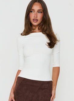 Daily Define Boatneck 3/4 Sleeve Top White