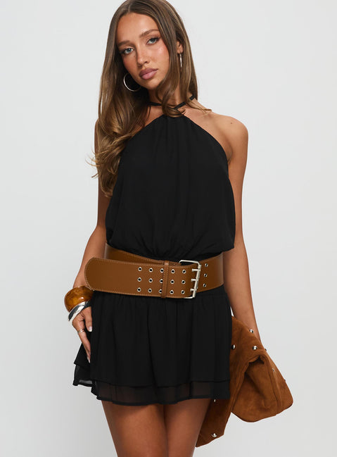 Princess Polly Women's Khamira Halter Minidress - Black