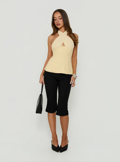Philomenah Cross Front Tie Neck Top Lemon