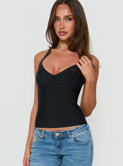 Sefina Bandage Halter Neck Top Black