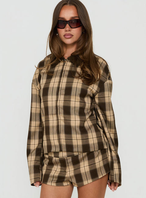 Schnieder Contrast Jacket Brown Check