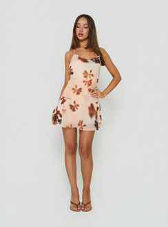 Lazure Cowl Neck Playsuit Orange Floral