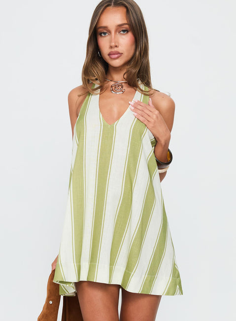 green and white halter dress ASTR the Label | Anita Halter Keyhole Midi Dress in Tropical Lime Floral