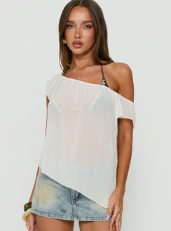 Sidra Off Shoulder Sheer Top Cream