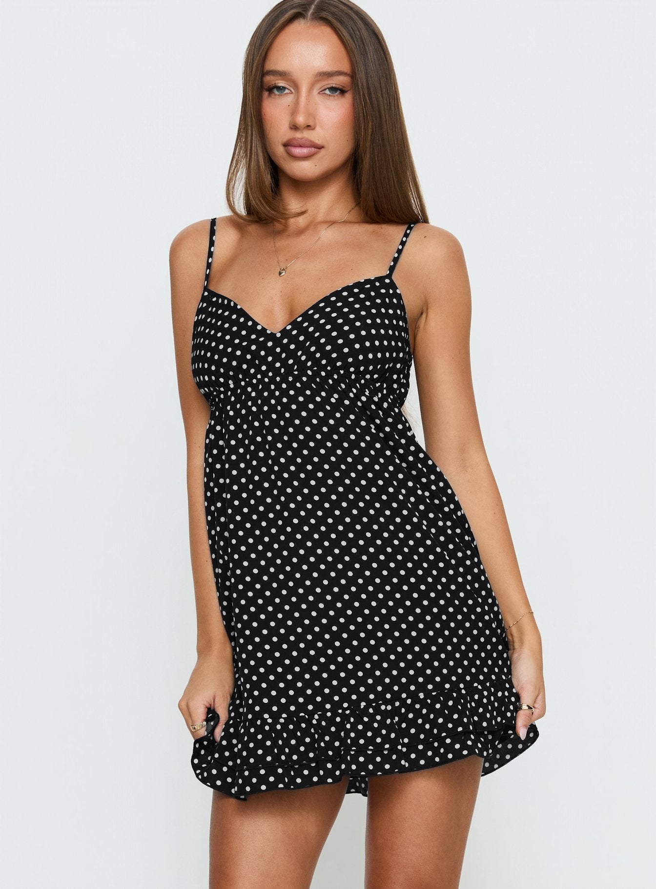 black mini frill dress Black Mini Dress - Asymmetrical Ruffle Dress - Sleeveless Dress