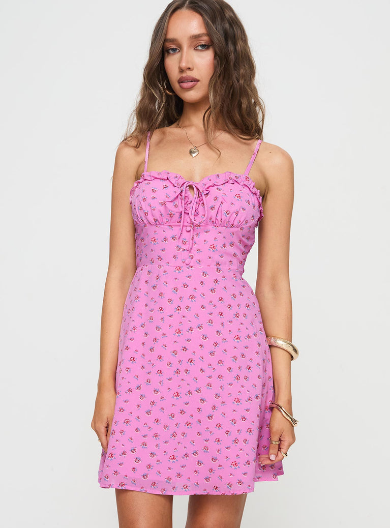 Love Birds Mini Dress Pink Floral