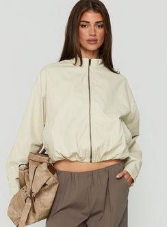 Chayden Cropped Canvas Bomber Jacket Cream