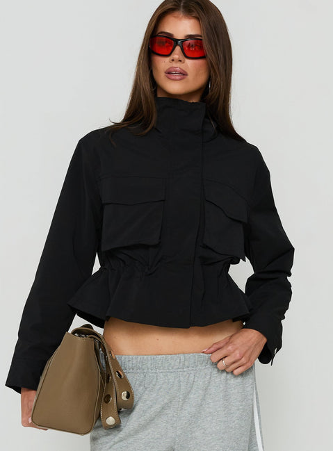 Annisa Funnel Neck Jacket Black
