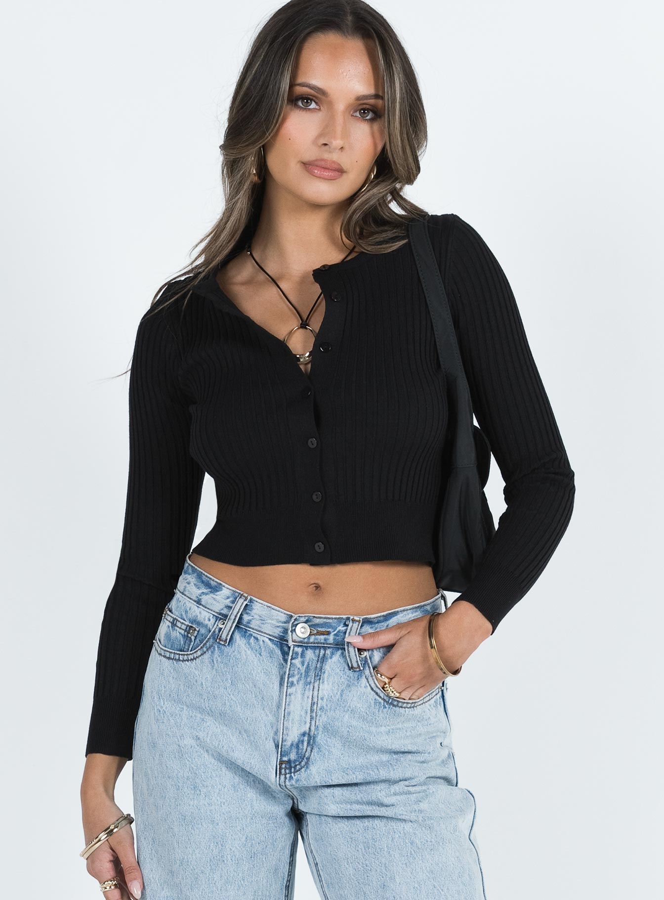 Maloney Sweater Black Princess Polly  Cropped 
