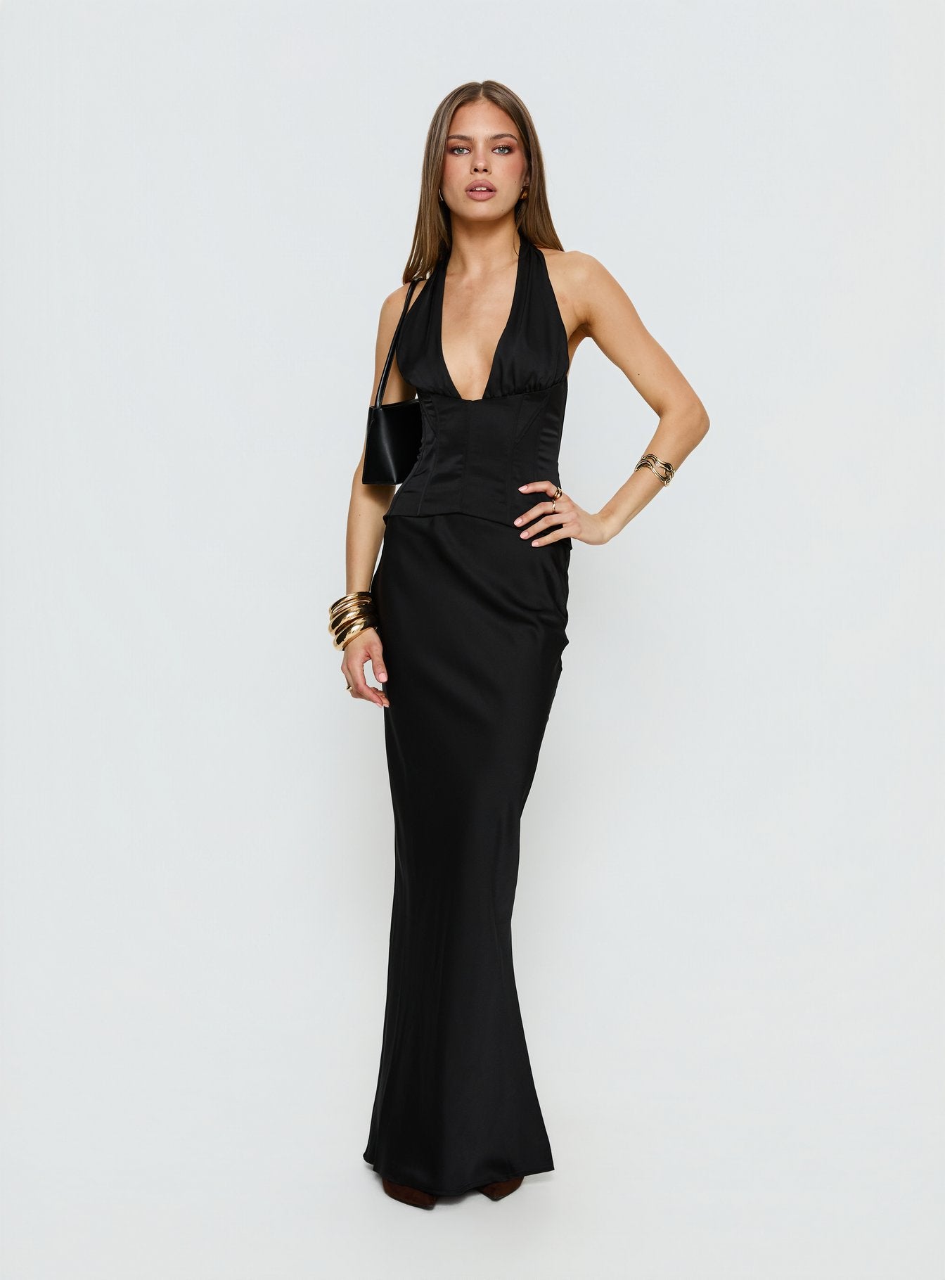 In A Trance Halter Corset Maxi Dress | Black | Womens | Princess Polly Lower Impact In A Trance Halter Corset Maxi Dress | Black | Womens | Princess Polly Lower Impact