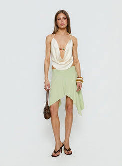   front view of model wearing Princess Polly Daelen Waterfall Midi Skirt Mint Midi Skirts 