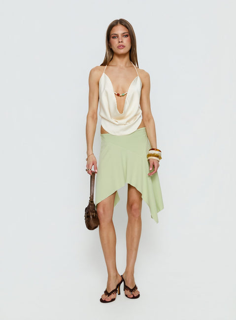   front view of model wearing Princess Polly Daelen Waterfall Midi Skirt Mint Midi Skirts 