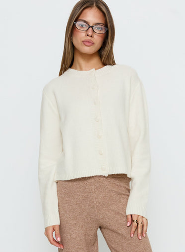 Haut Cardigan Princess Polly Cravate Devant Blanc Côtelé - Taille S (6) - Neuf Sans étiquette
