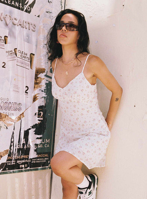 Jaye Mini Dress White Floral | Princess Polly Jaye Mini Dress White Floral | Princess Polly