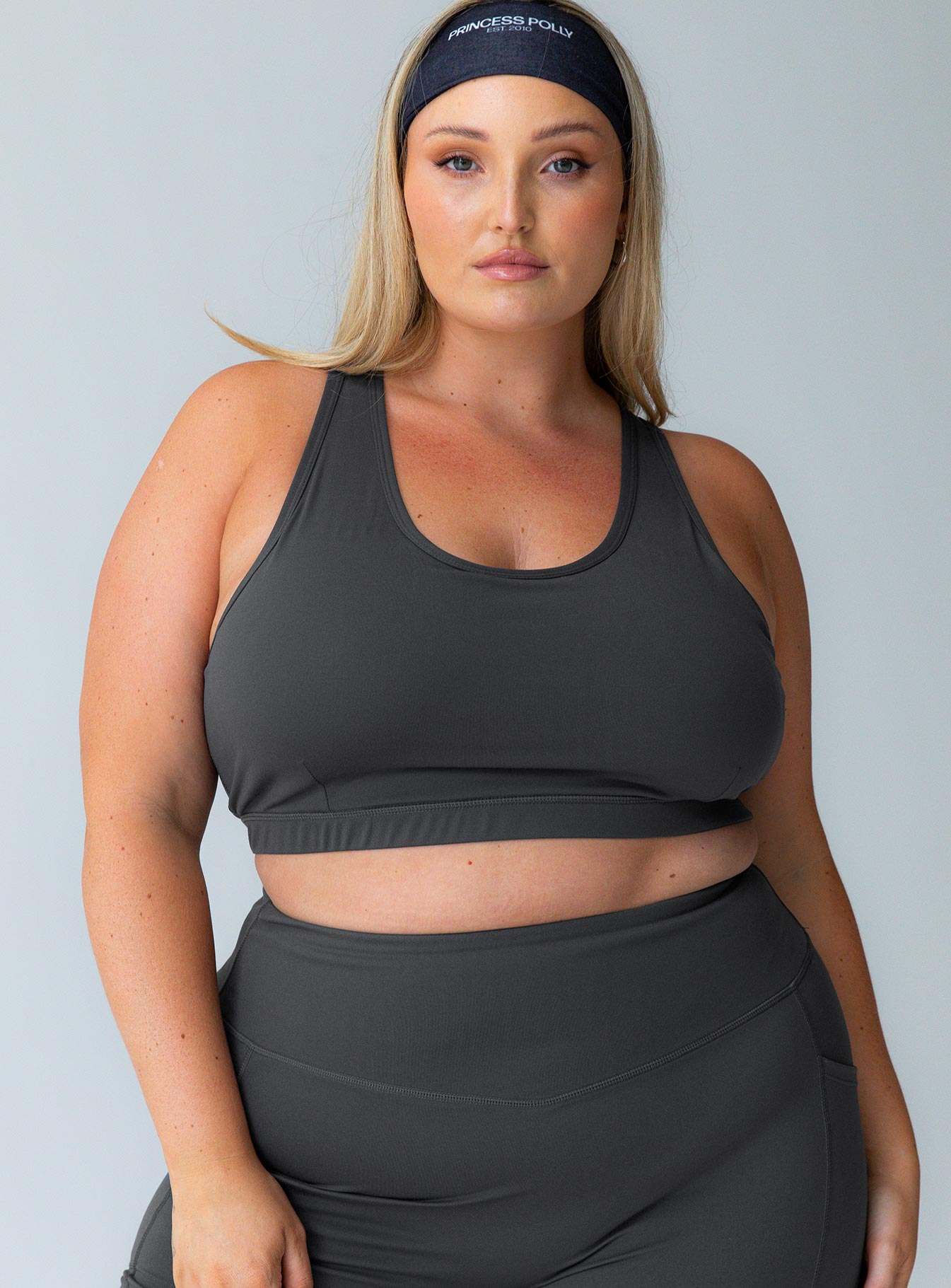 Grey active crop top