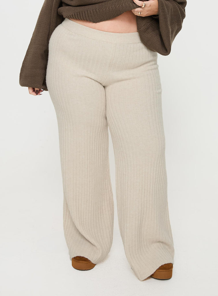 Montana Knit Pants Cream Curve | Princess Polly