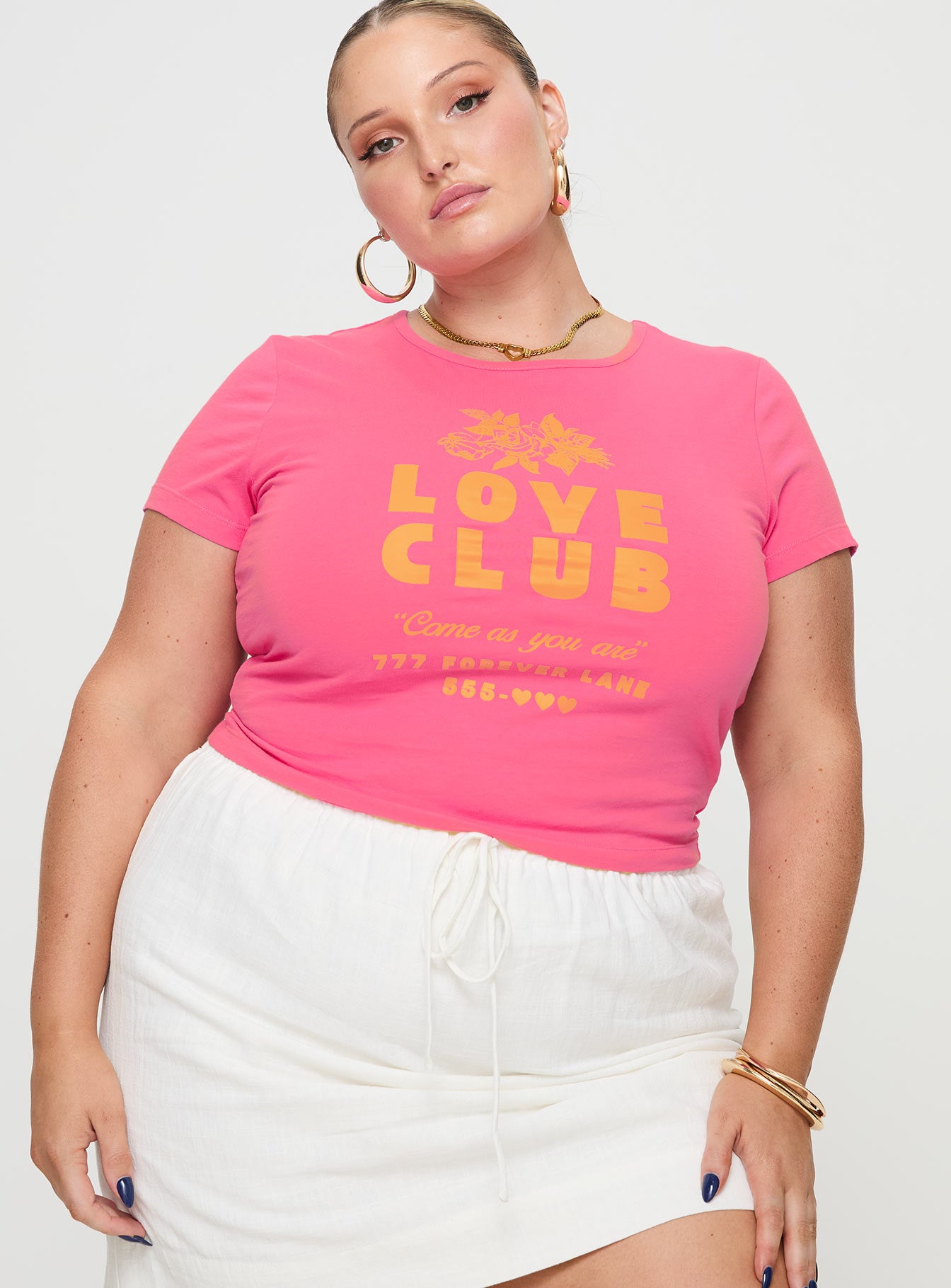 Thread together love club baby tee pink curve