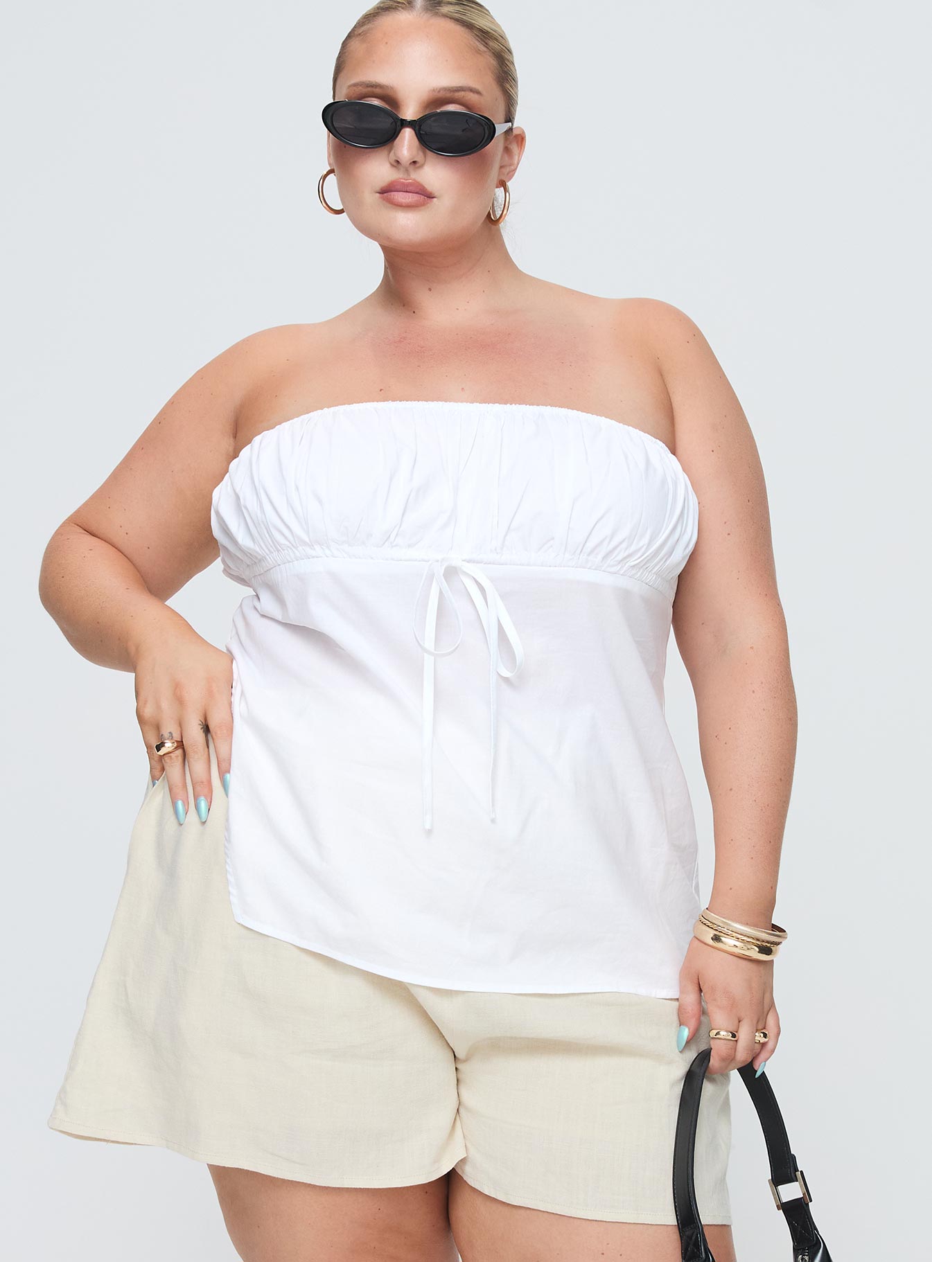 Kiji strapless top white curve