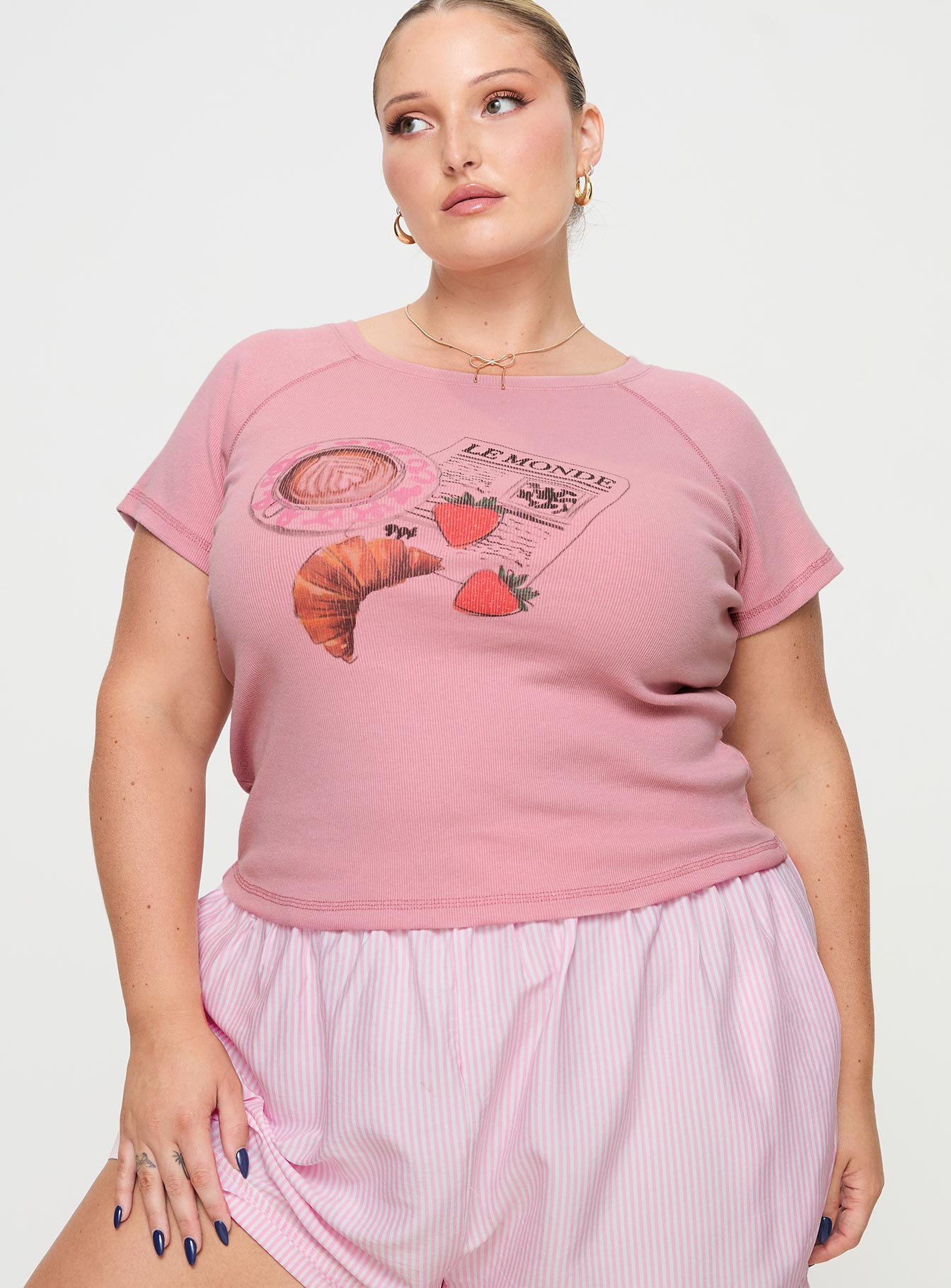 Breakfast buffet sleep tee pink curve