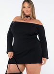 Parisa Long Sleeve Mini Dress Black Curve