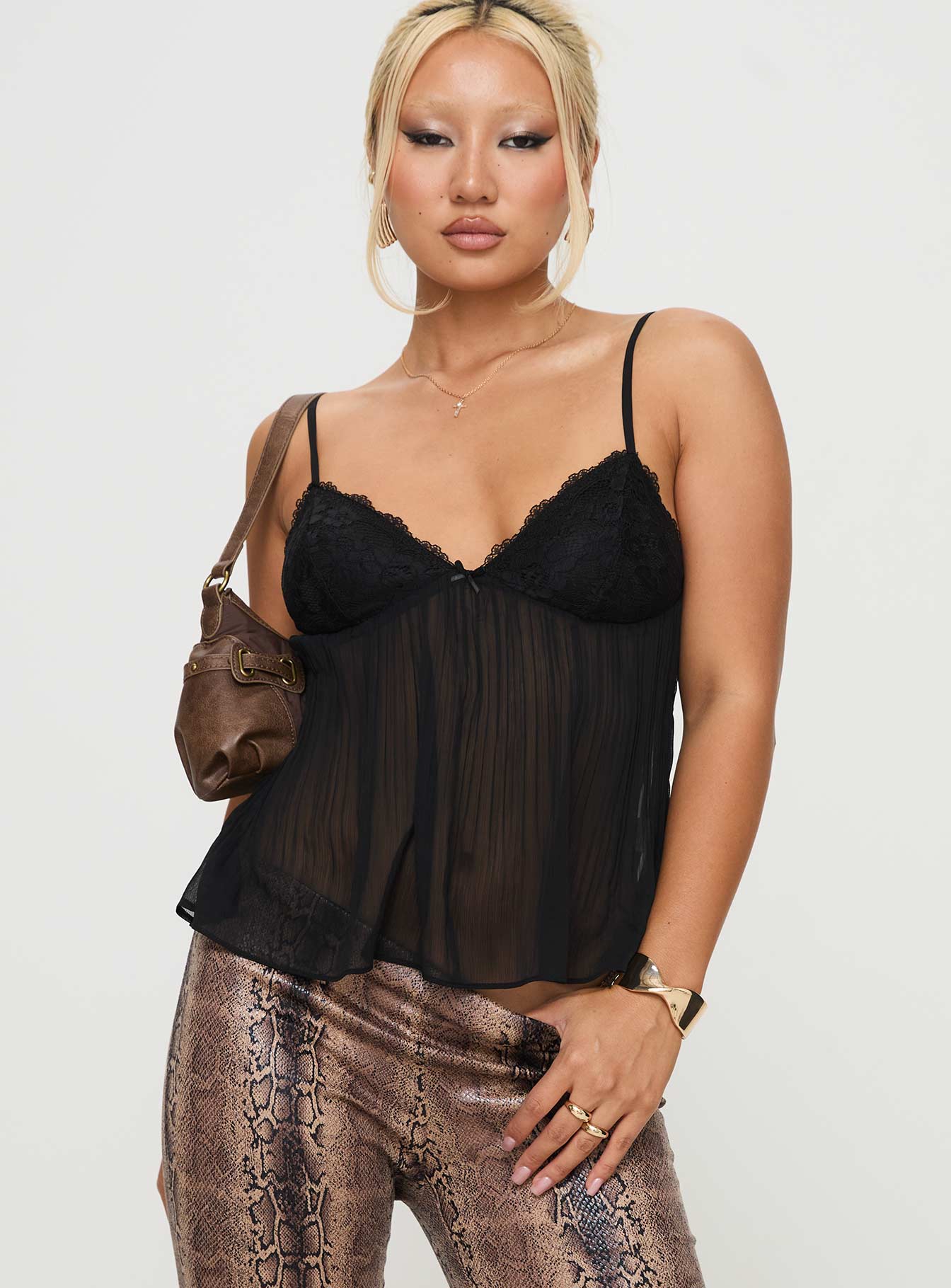 Zami Pleat Top Black | Princess Polly