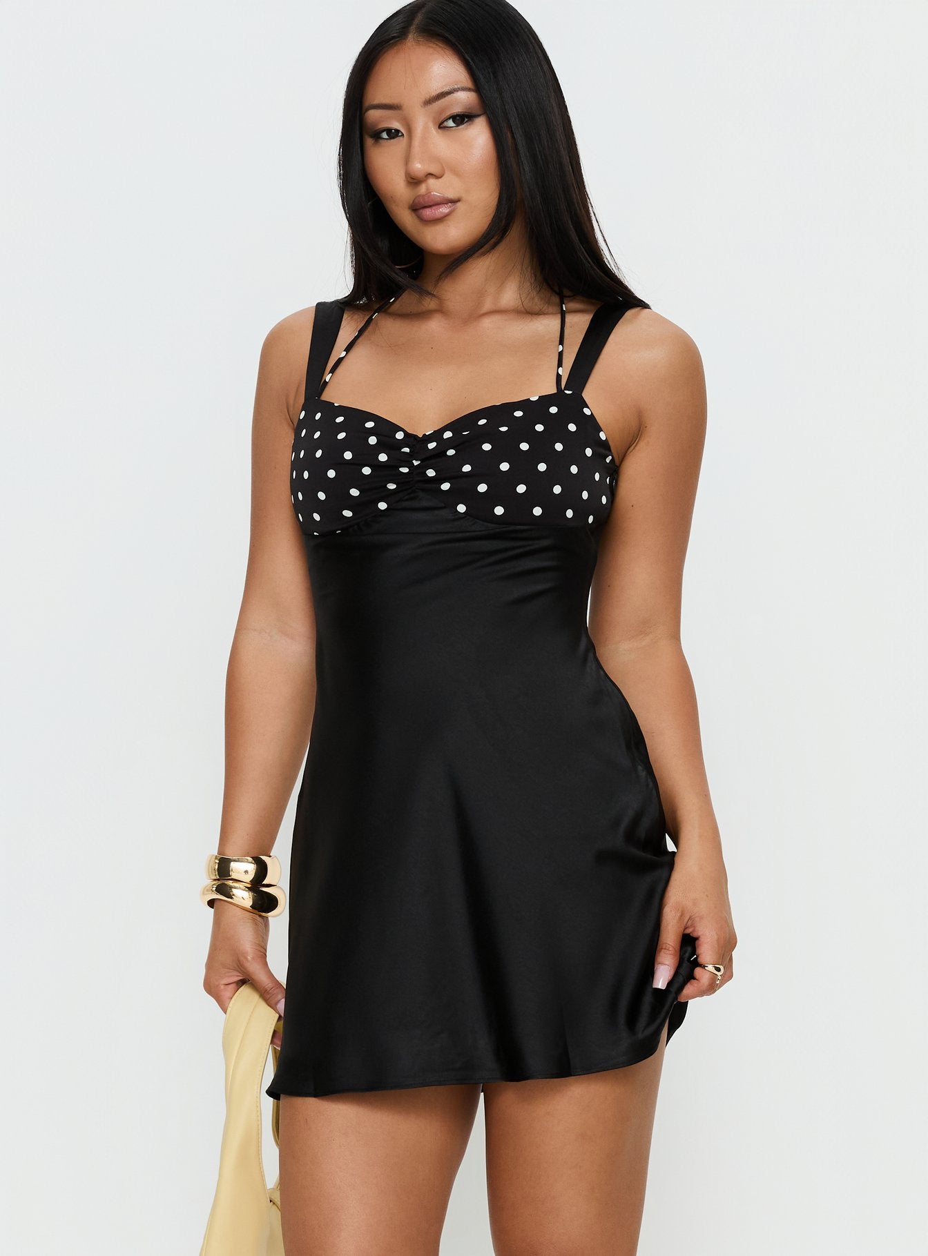 Befanie Layered Mini Dress | Black Polka Dot | Womens | Princess Polly