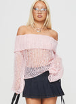 Trapok Off The Shoulder Sweater Pink
