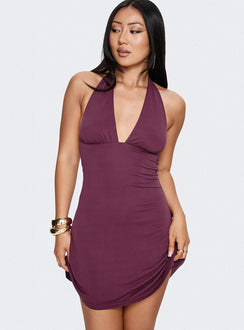 Tinisie Halter Mini Dress Currant