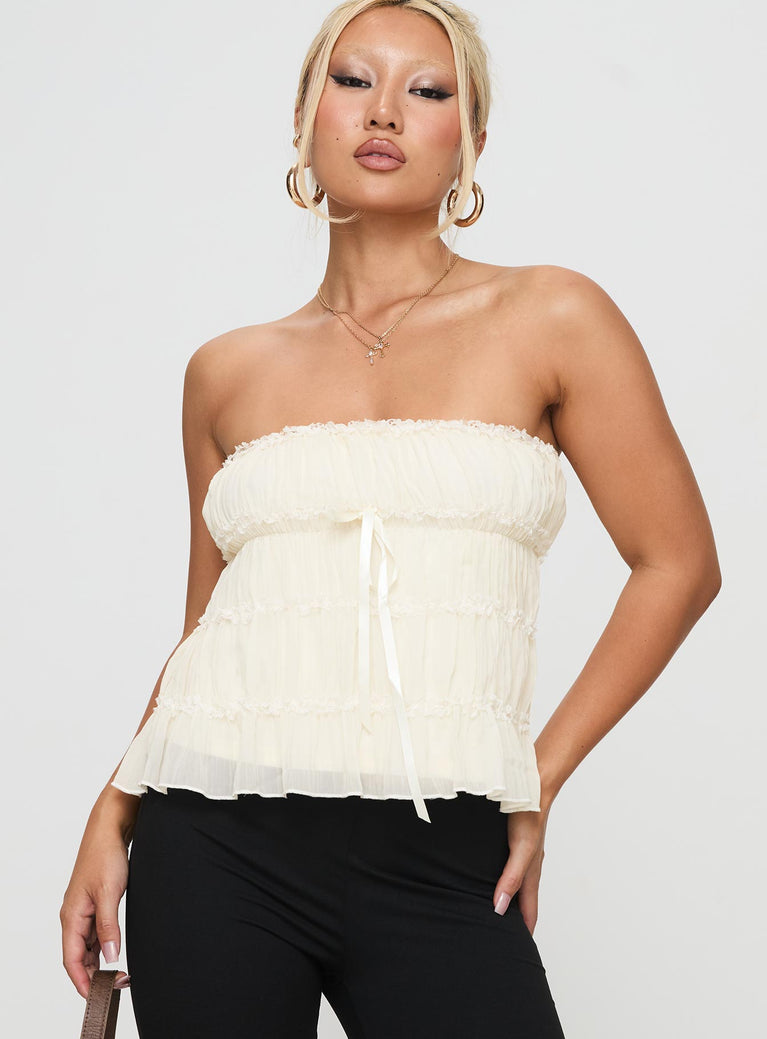 Avelina Strapless Top Cream