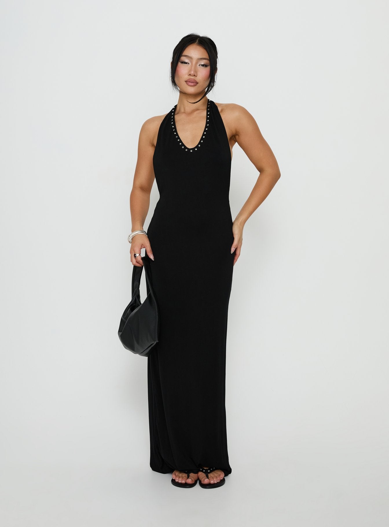 racerback halter dress Cresida Keyhole Racerback Maxi Dress Black
