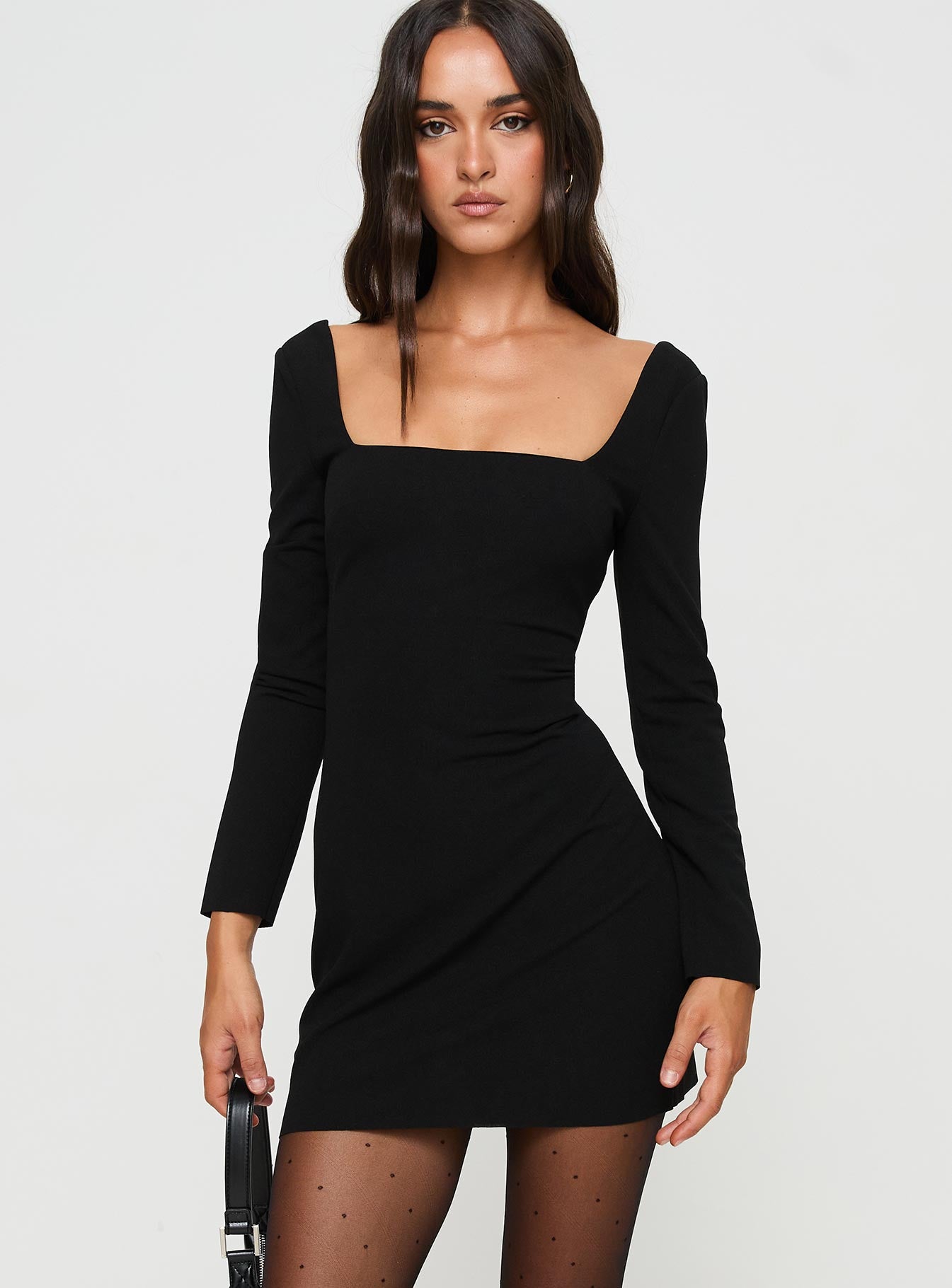 Karina long sleeve mini dress black