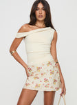Floral print mini skirt High rise, invisible zip fastening, splits at side Non-stretch material, fully lined