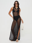 Crochet maxi dress High neckline, low scooped back Good stretch, unlined