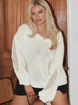 Wendy Oversized Knit Sweater Cream Curve Princess Polly  Cropped 
