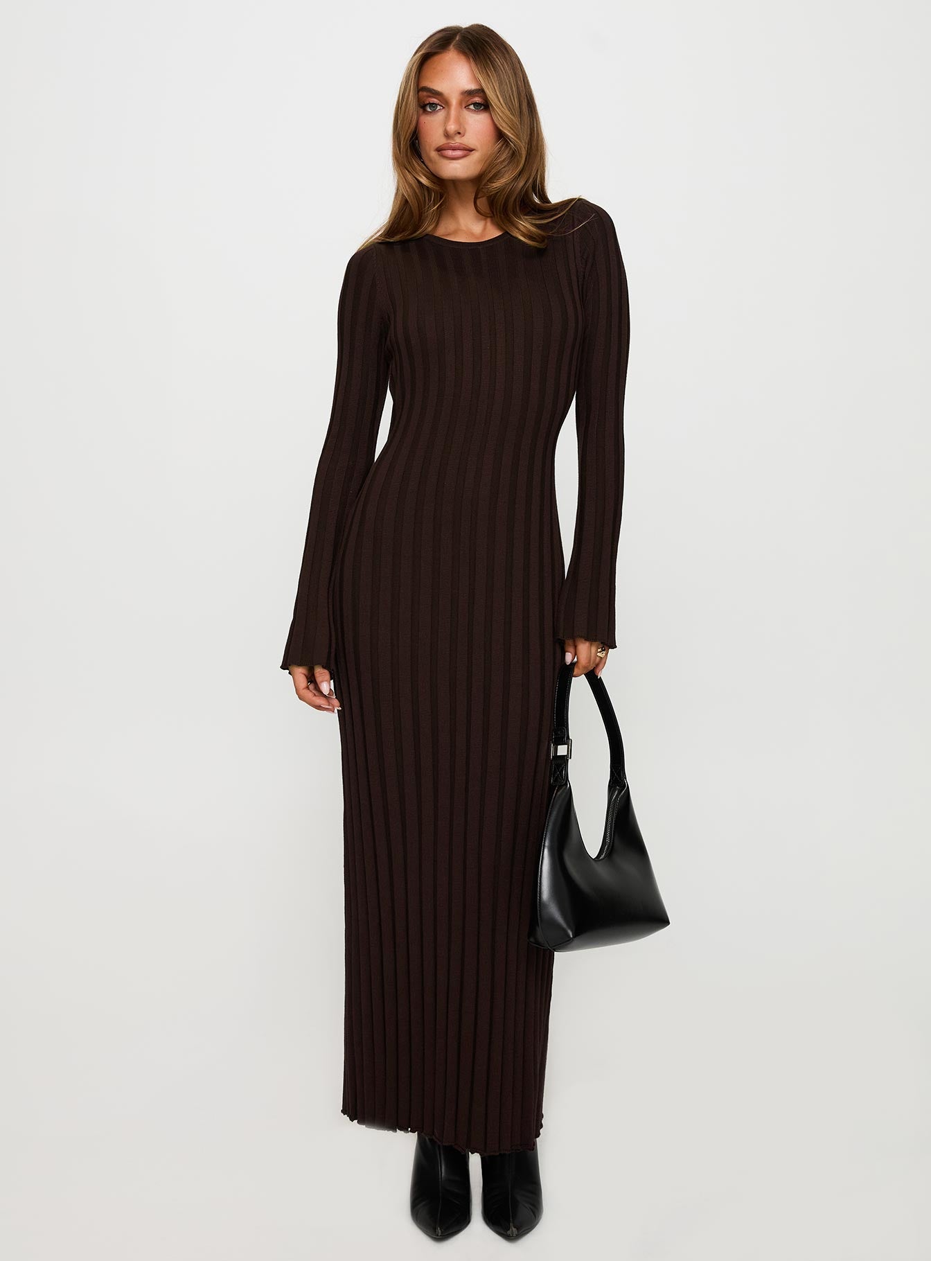 Vespa Long Sleeve Maxi Dress Brown | Princess Polly Vespa Long Sleeve Maxi Dress Brown | Princess Polly