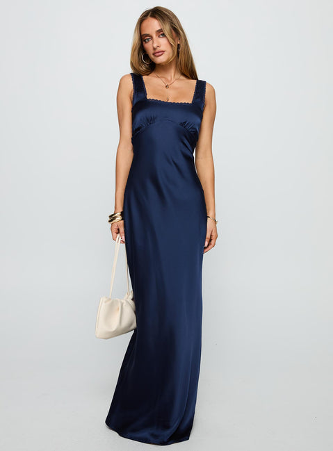 Dasha Satin Maxi Dress Navy | Princess Polly Dasha Satin Maxi Dress Navy | Princess Polly