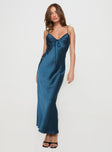 front view of model wearing Princess Polly Maguire Maxi Dress Navy Plunger 