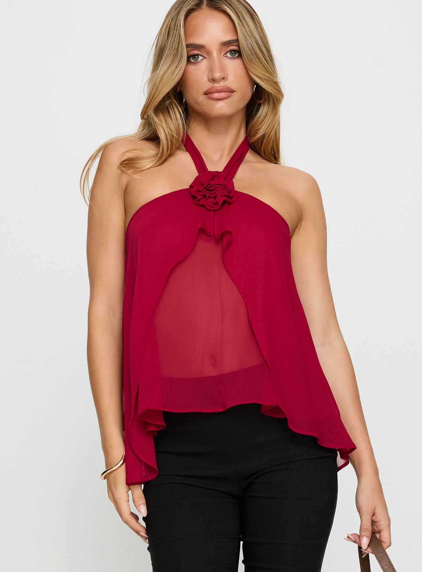 Zoanne Chiffon Layered Top Guava | Princess Polly