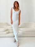Maxi dress Fixed shoulder straps Scooped neckline Tie detail at front Invisible zip fastening at back