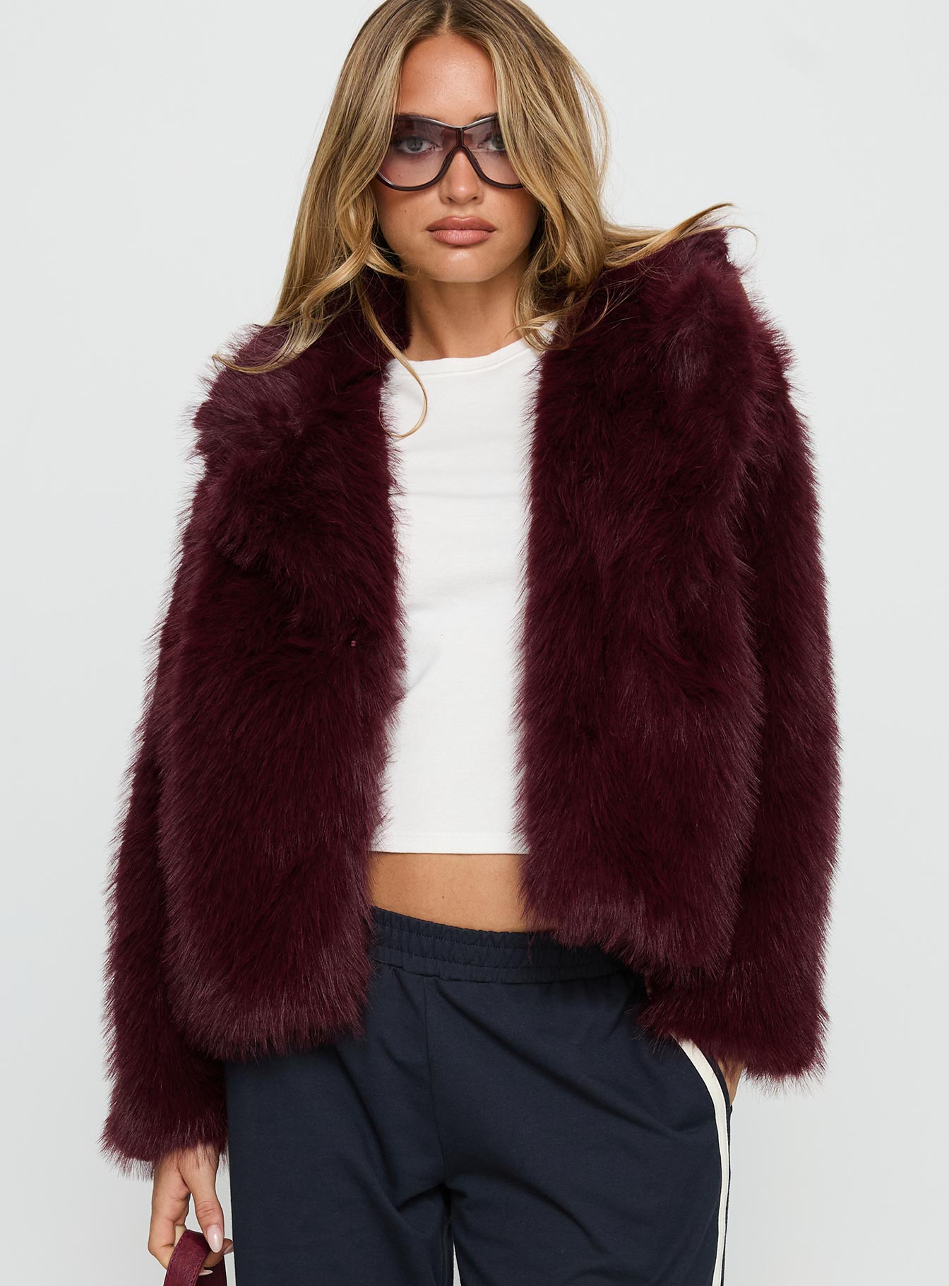 Liannah Faux Fur Jacket Red