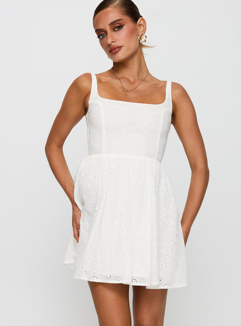 Cartmel Embroidered Mini Dress White