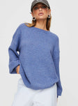 front view of model wearing Princess Polly Ryanna Sweater Blue Long 