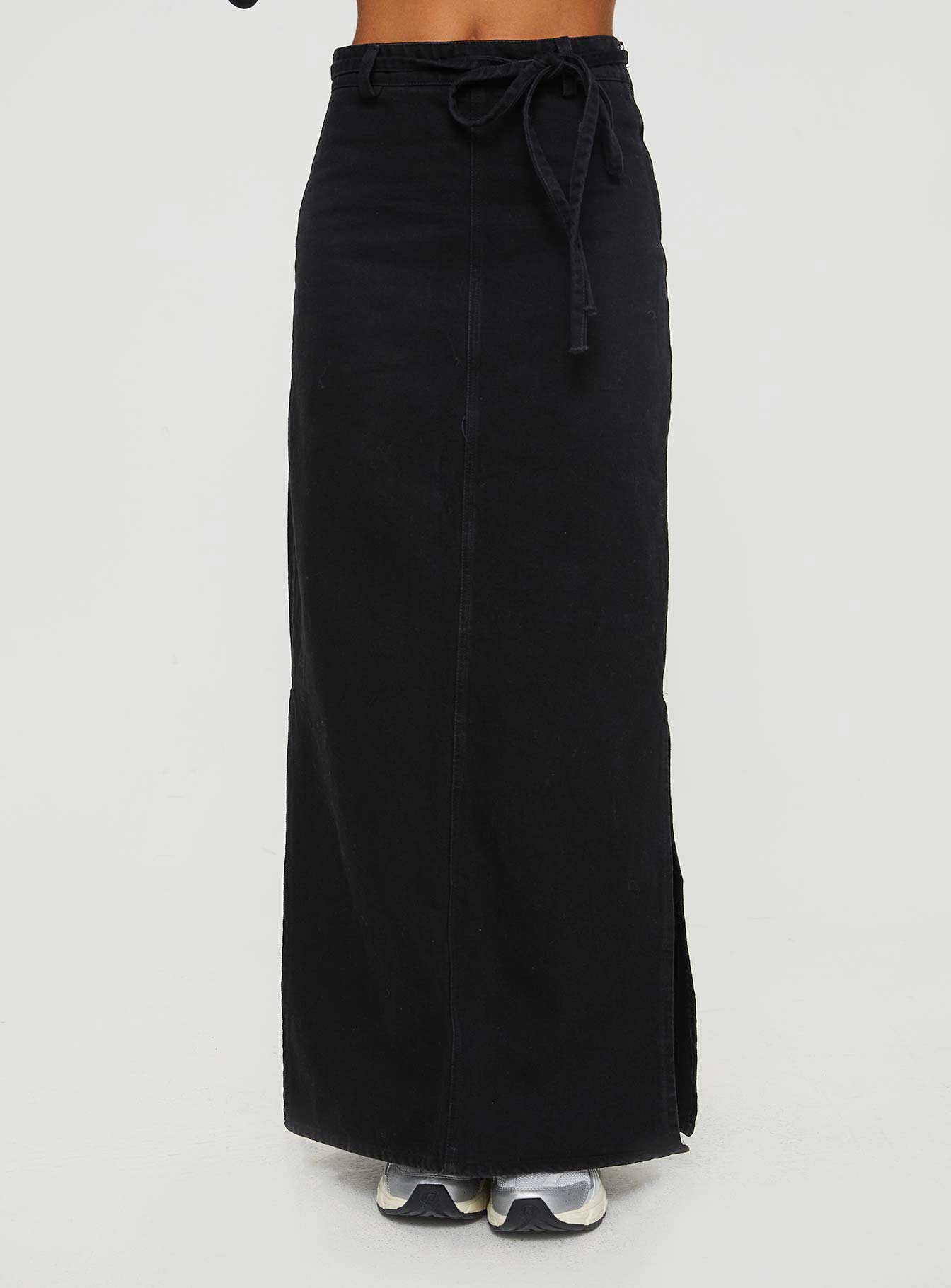 TOPSHOP Denim Maxi Skirt in Black | Lyst
