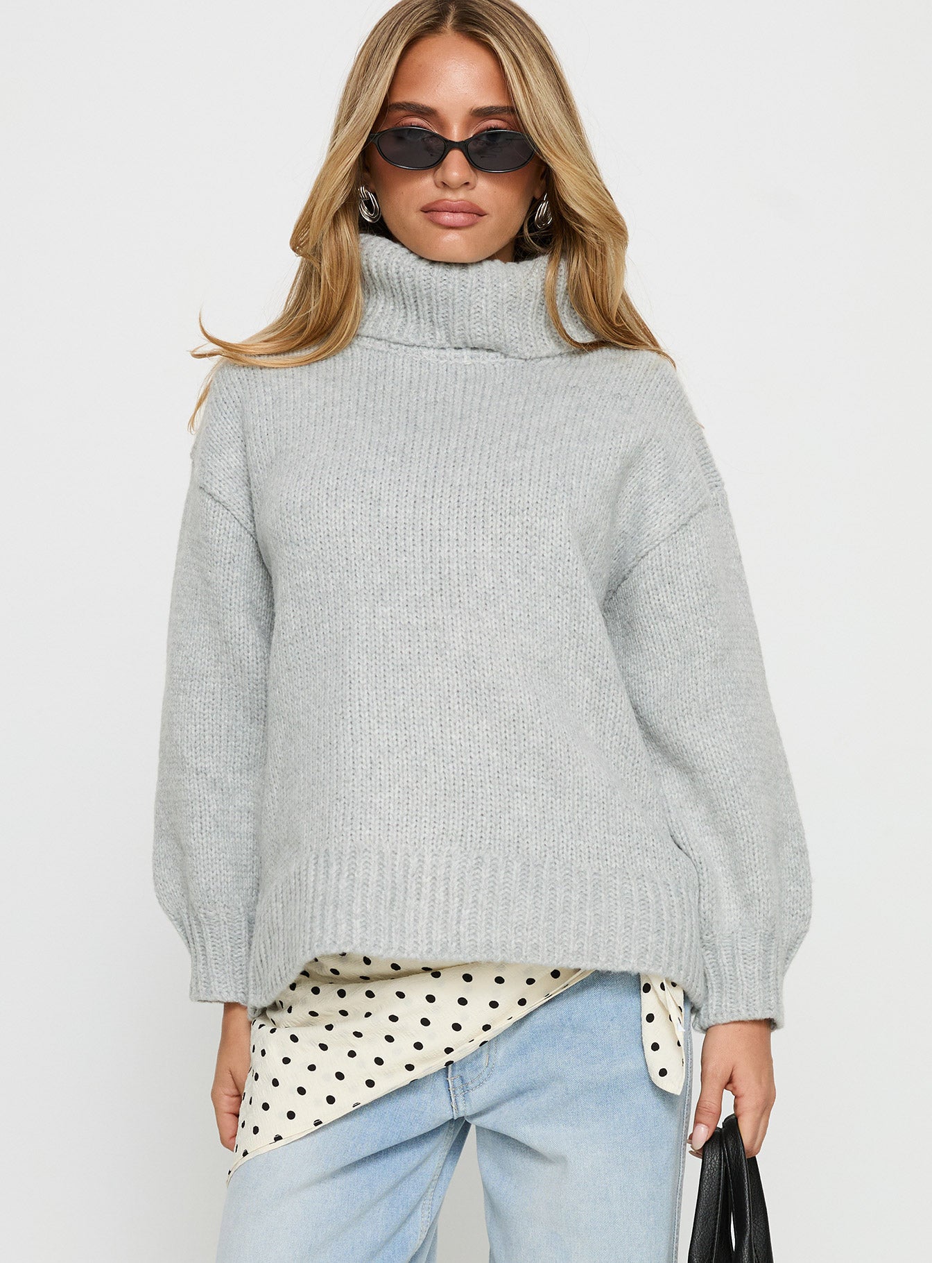 Let Love In Knit Sweater Grey | Princess Polly