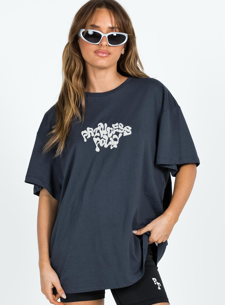 Princess Polly Oversized Tee Squiggle Text Charcoal