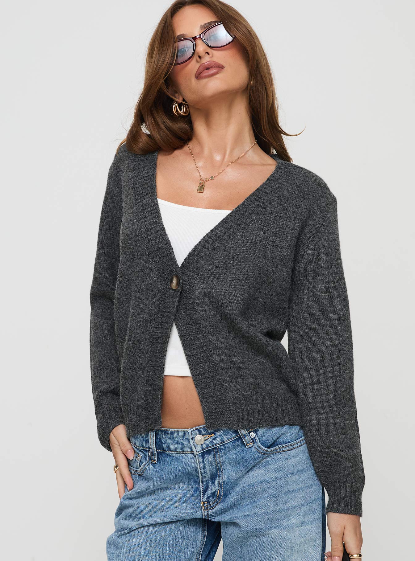 Larkins Cardigan Grey | Princess Polly