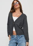 front view of model wearing Princess Polly Larkins Cardigan Grey 